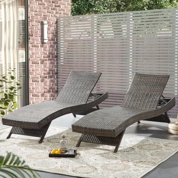Outdoor Wicker Reclining Lounge Chairs