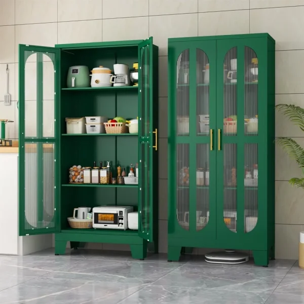 Pantry Cabinets with Acrylic Glass Doors and Adjustable Shelve for Storage or Cupboard